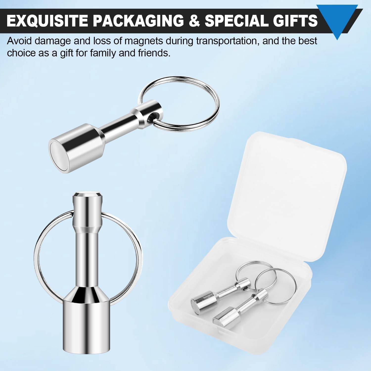 VSKIZ Keychain Magnet for Testing Brass, Pocket Key 2 Pack, Silver