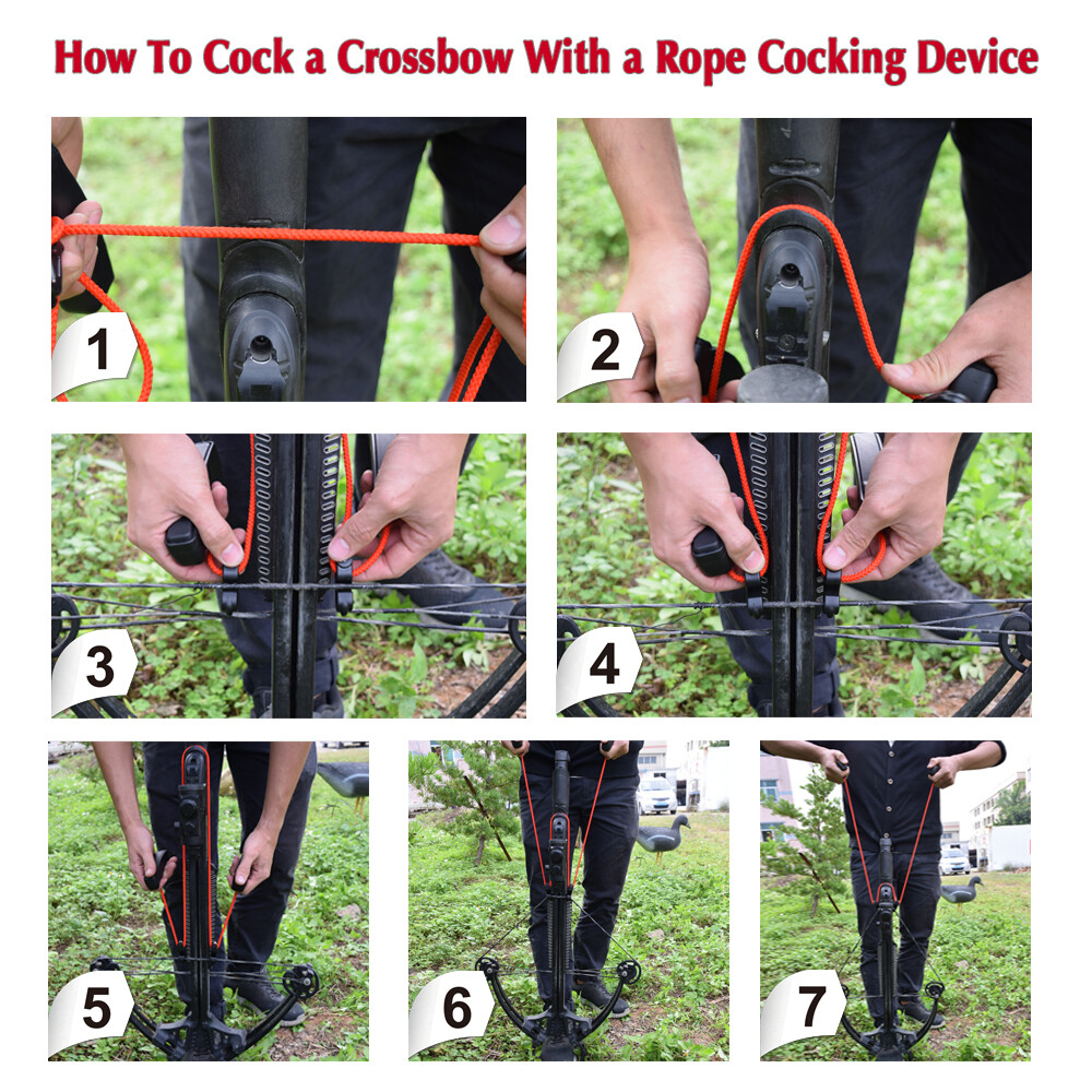 Crossbow Rope Cocking Device Cocker Ropes String Aid Archery Hunting Handle Tool