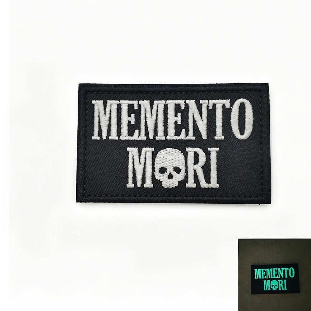GITD MEMENTO M SKULLRI EMBROIDERED TACTICAL HOOK LOOP PATCH BLACK GLOW IN DARK