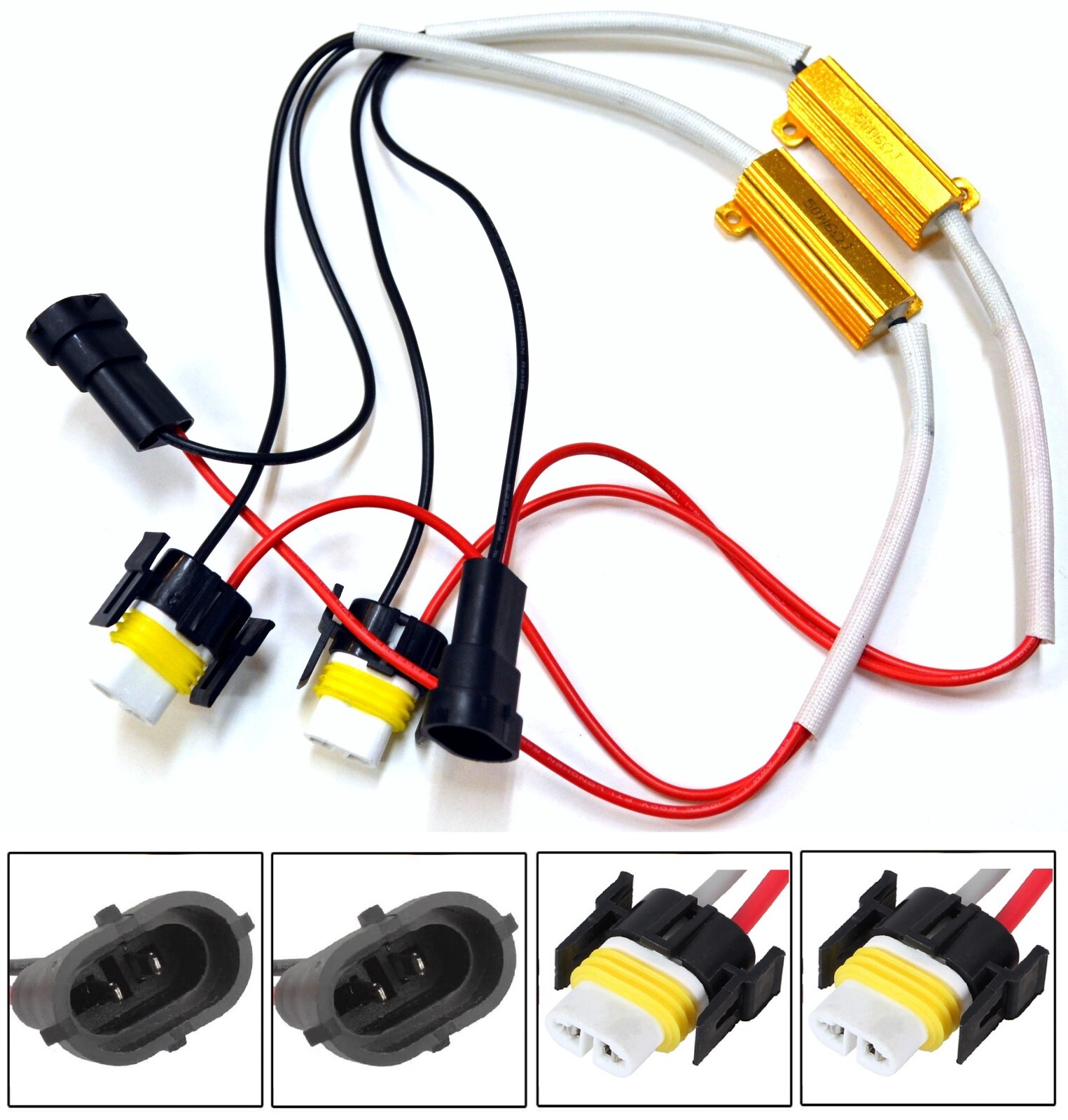 Wire LED Resistor Canceler Error Decoder S H11 Fog Light Bulb Flickering Stop