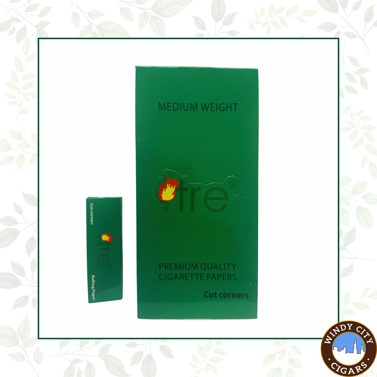 Tre Cut Corner Unbleached Rolling Paper for Cigarette - 25 Papers Booklets 70 mm
