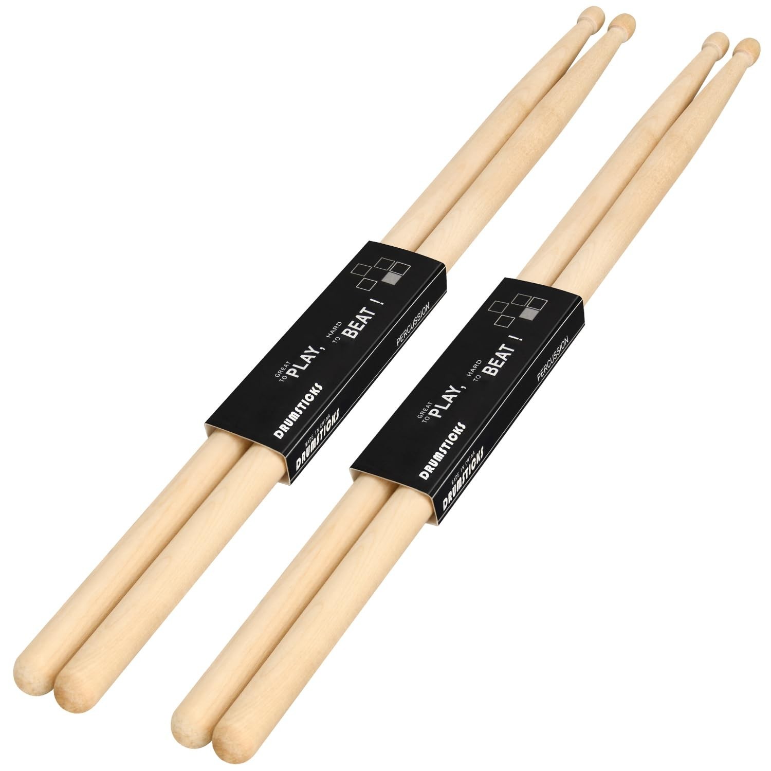 2 Pairs 5A Drum Sticks, Oval Wood Tip Non-slip Drum Stick for Jazz Drum Elect...