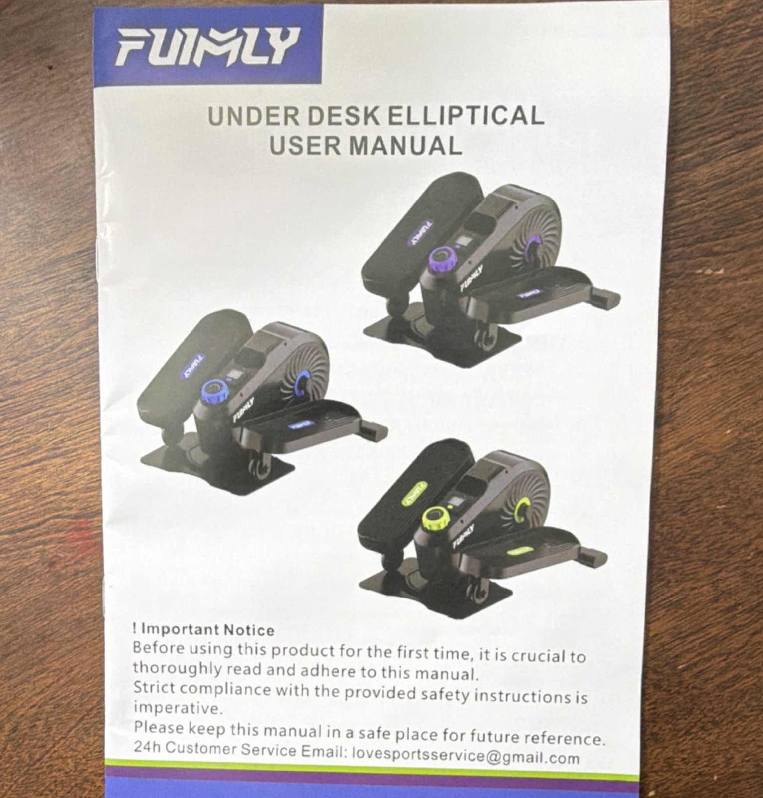 Fumly Under Desk Manual Elliptical, Adjustable Resistance, Black/Green