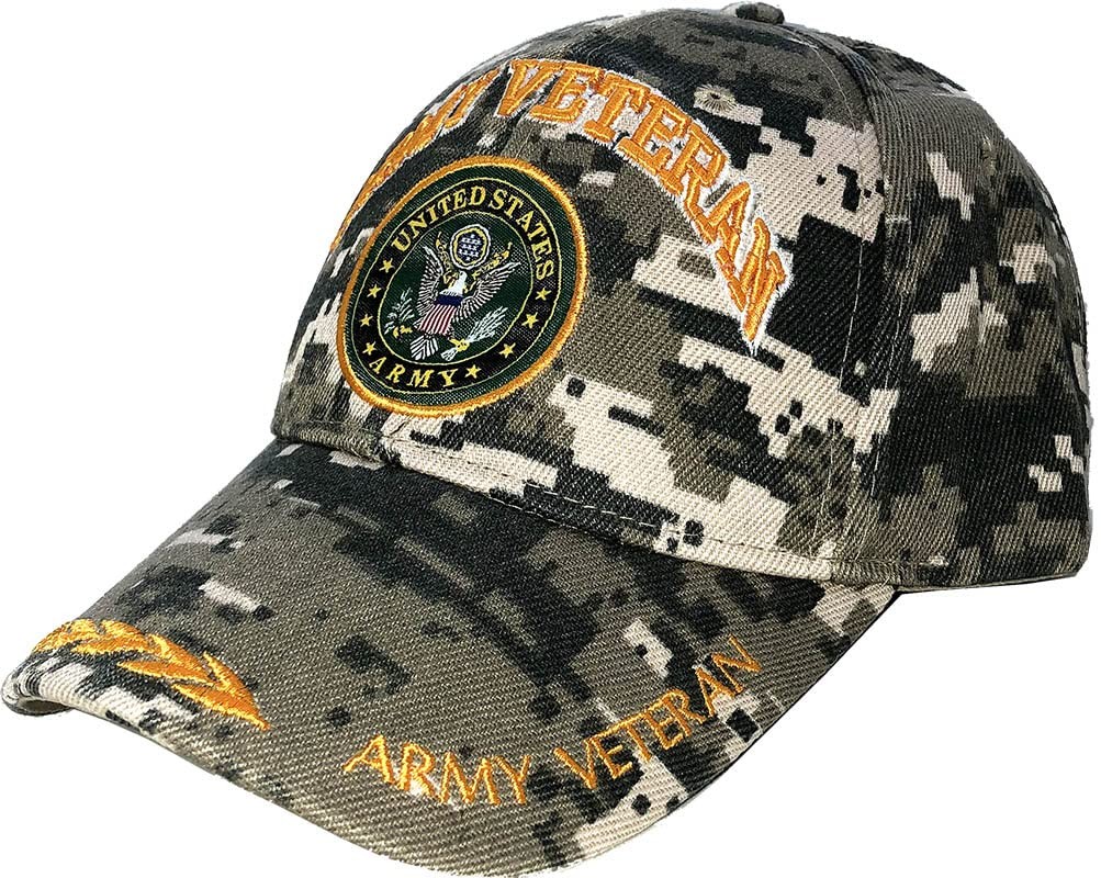 U.S. Army Baseball Caps Hats Military One Size, Camo Veteran With Emblem