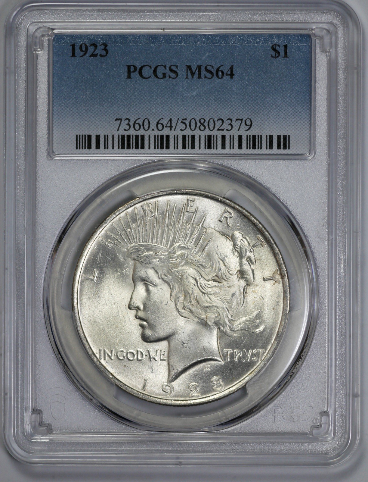 1923 Peace Silver $1 Dollar PCGS MS 64