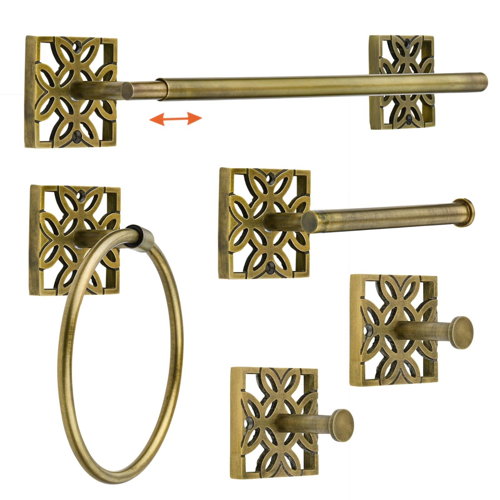 Autumn Alley 5 PCS Matte Brass Farmhouse Bathroom Accessories Set, Wall Mounted