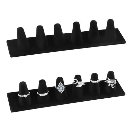 2pcs Black Velvet Ring Display, Finger Ring Holder Display Stand Jewelry