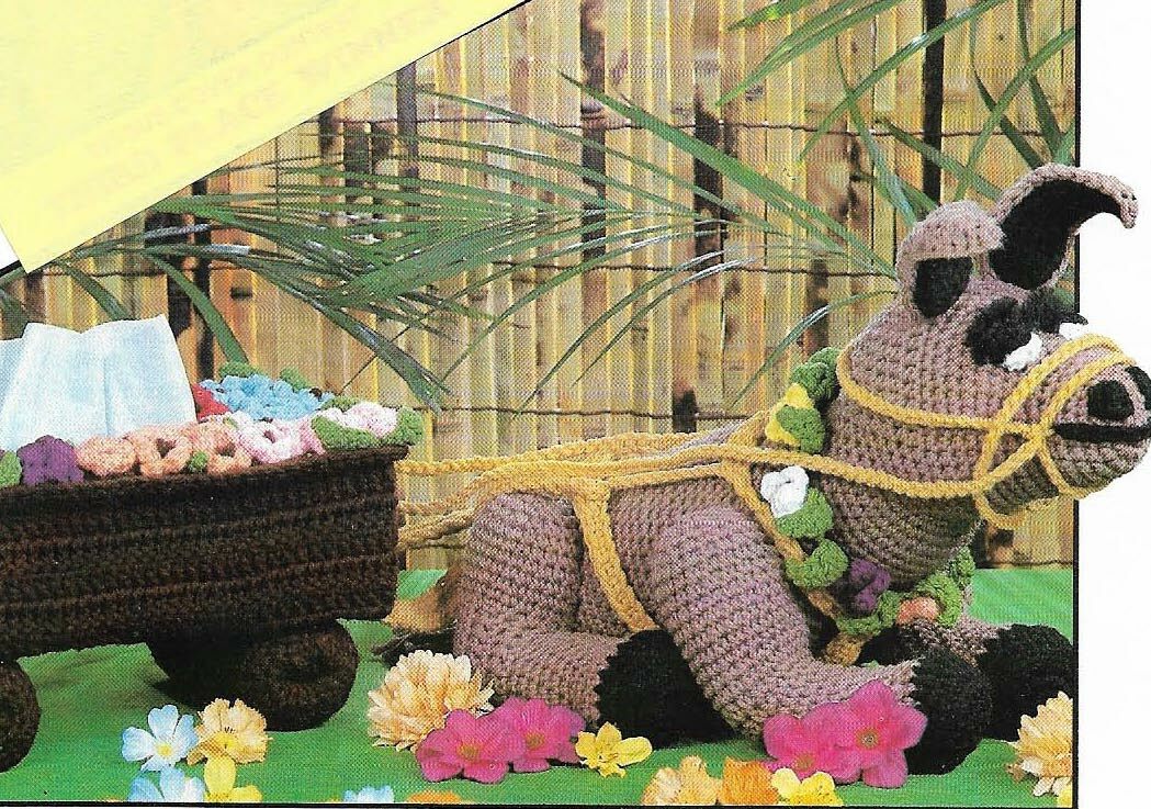TISSUE CART DONKEY & WAGON TISSUE COVER DIGEST SIZE CROCHET PATTERN INSTRUCTIONS