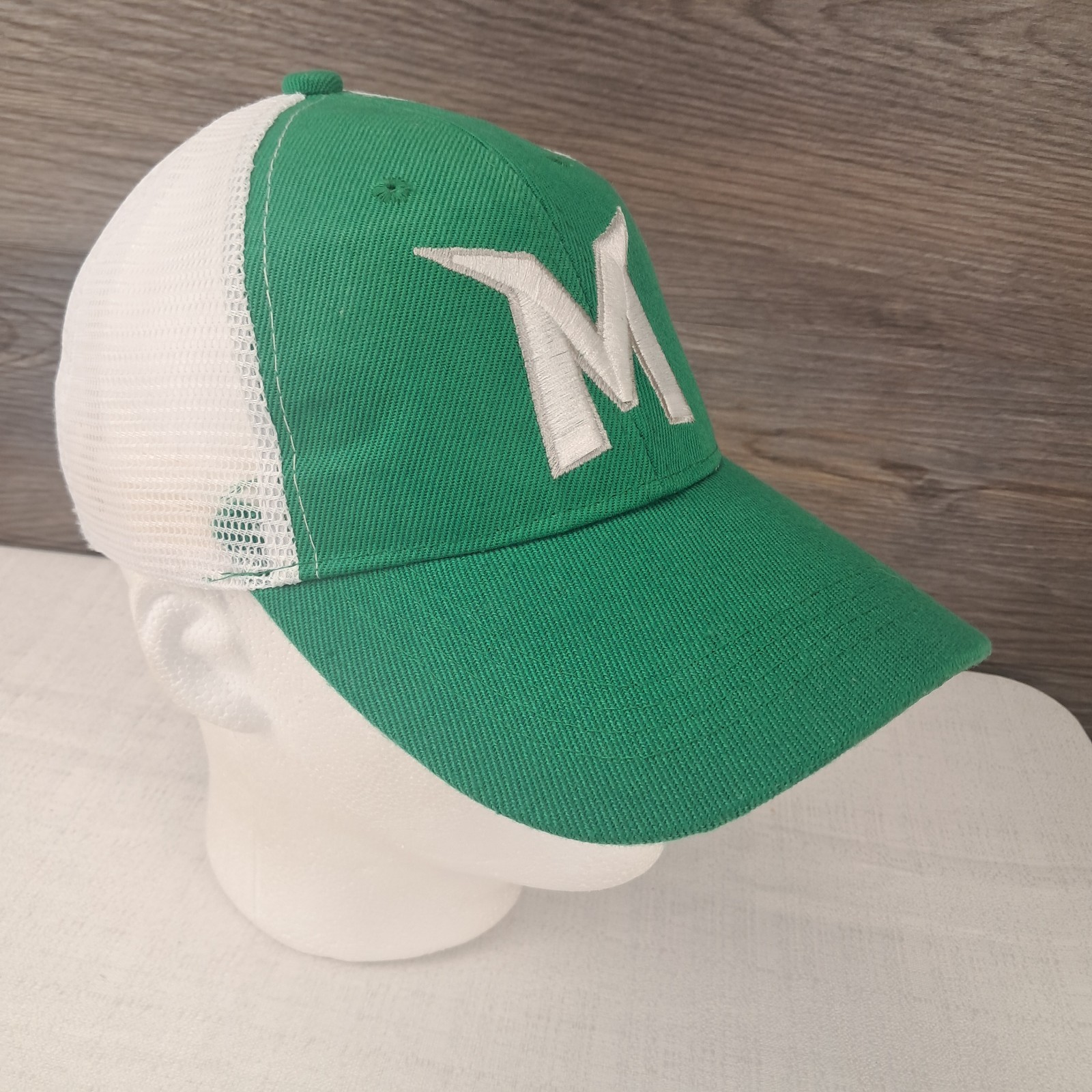 Madison Mallards Unisex Snapback Hat White Green Side Logo Mesh Baseball
