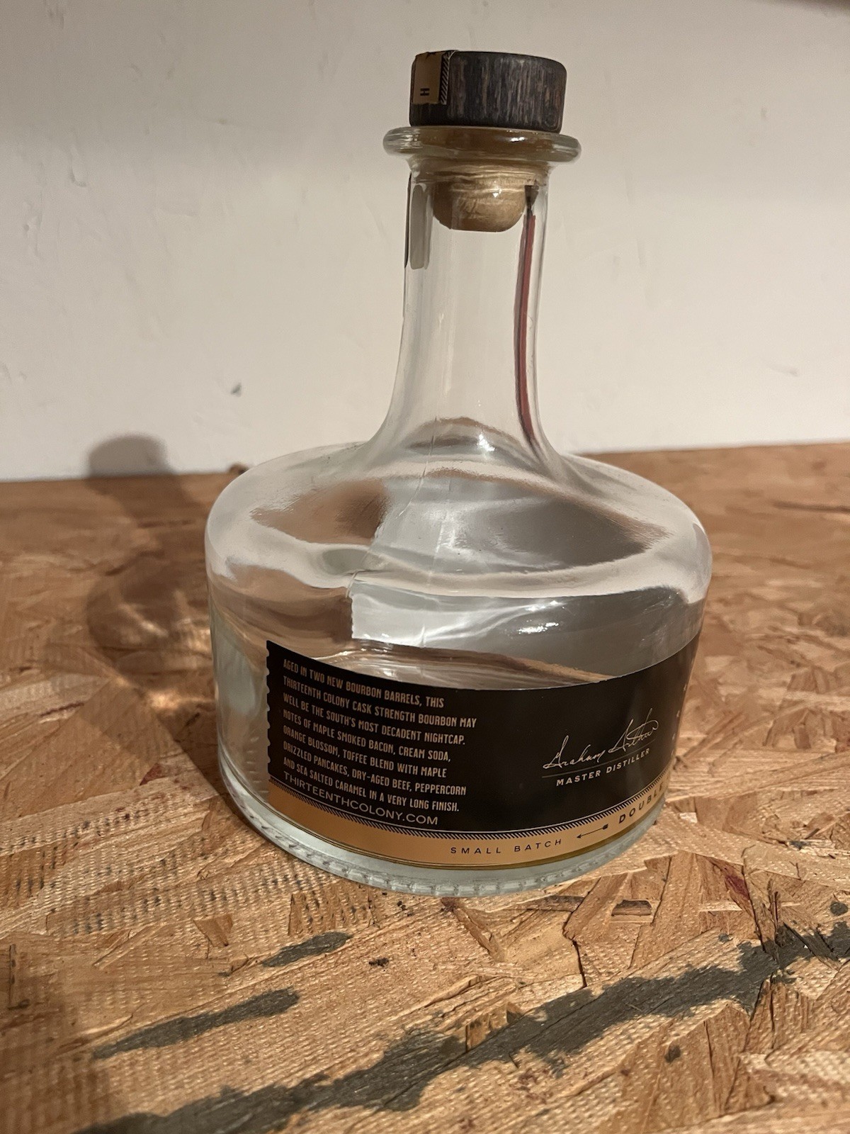 13th Colony Double Oak Cask Strength Bourbon Whiskey Empty Bottle