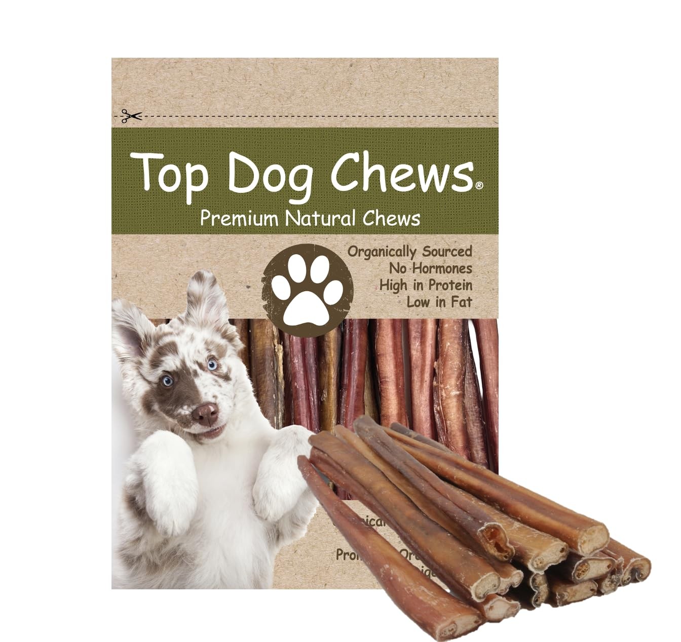 Top Dog Chews - Thick 12 Inch Bully Sticks, 100% 0.3 Ounce (Pack of 10)