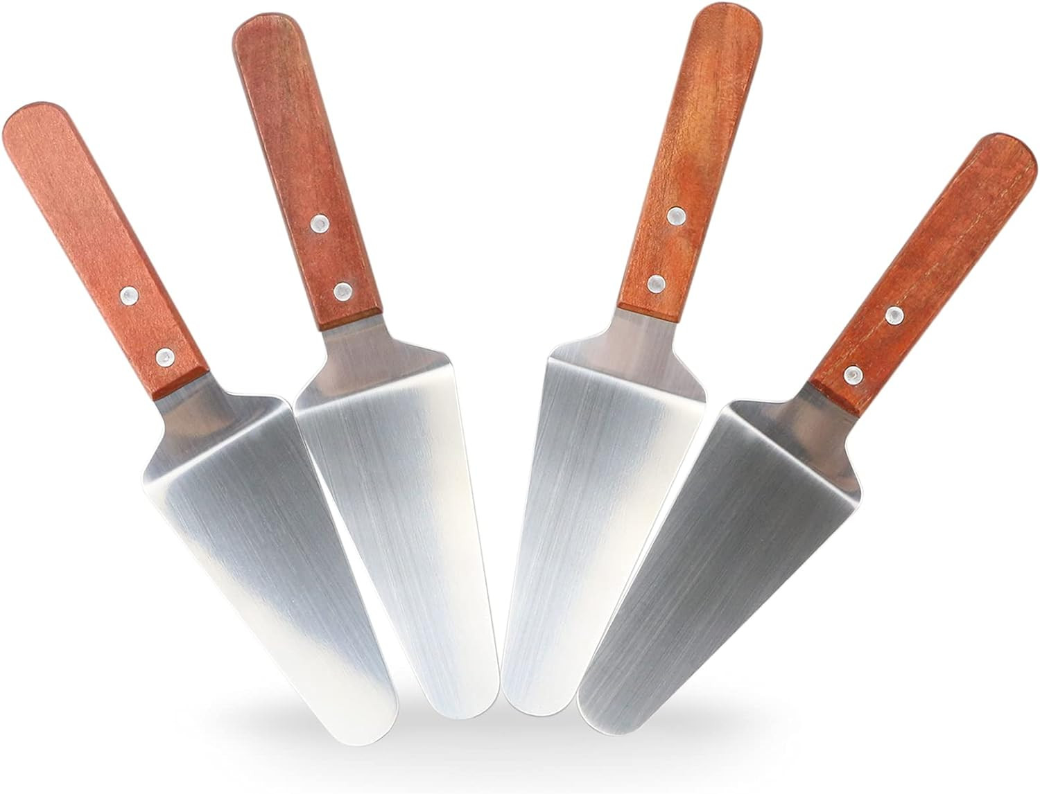 CZWESTC 4 Pcs Stainless Steel Pizza Servers with Wooden Handle Triangular Spa...