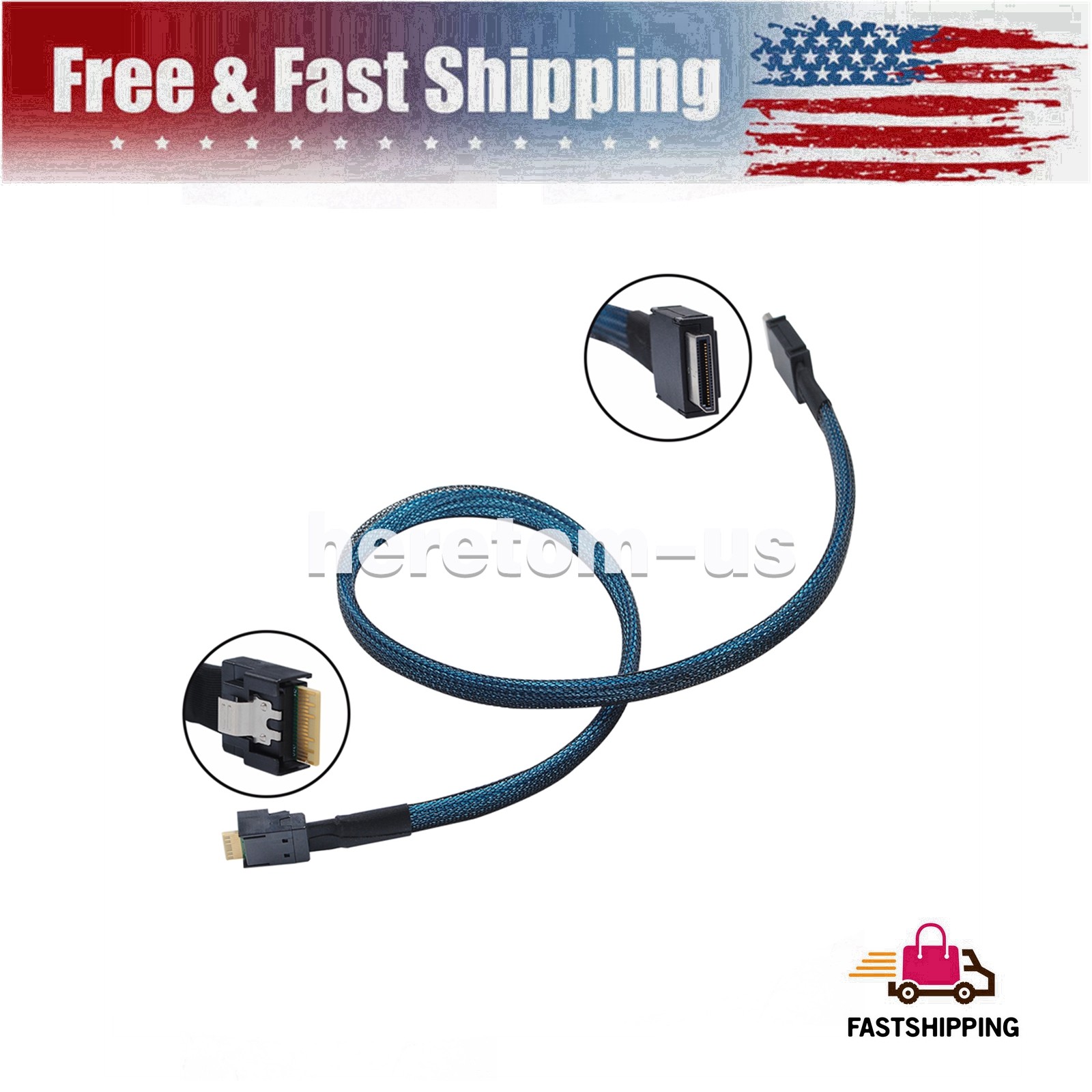 50cm OcuLink PCIe Cable SFF-8611 4i to SFF-8654 4i Slimline SSD Data Active US