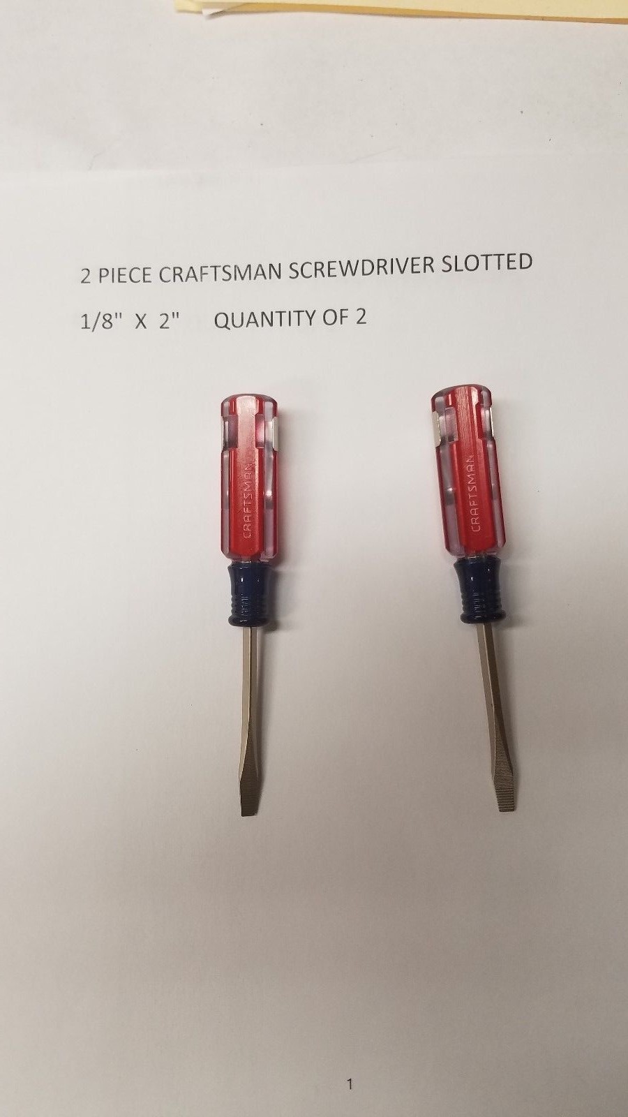 QUAN OF 2 CRAFTSMAN SCREWDRIVERS   1/8" X 2" LIFETIME WARRANTY