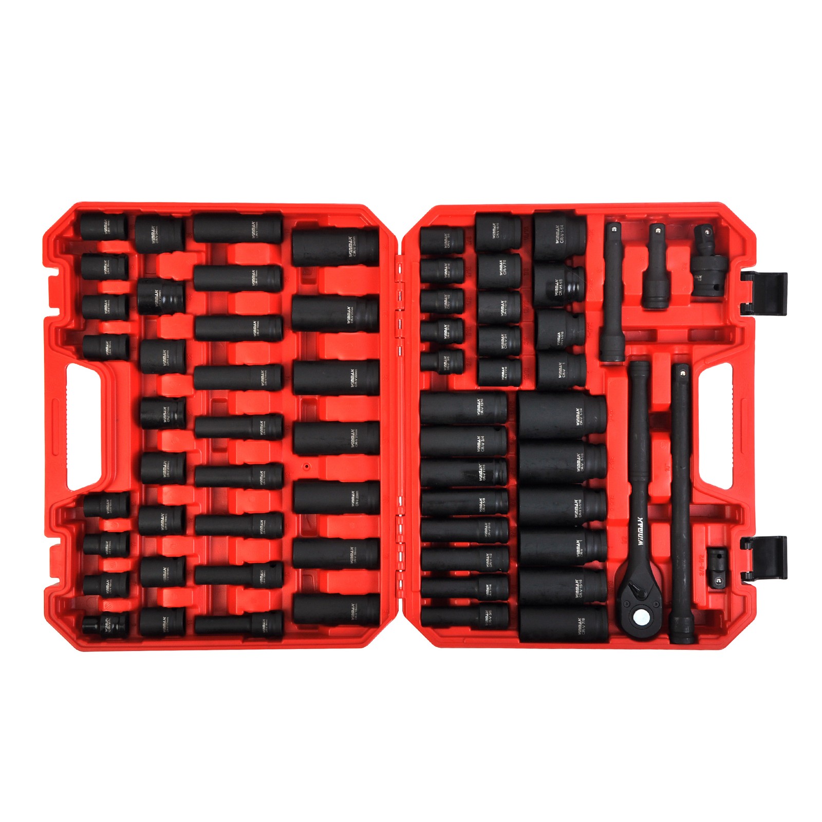 1/2in Drive Impact Socket Set SAE Metric 6 Point Shallow & Deep Socket Set 66PC