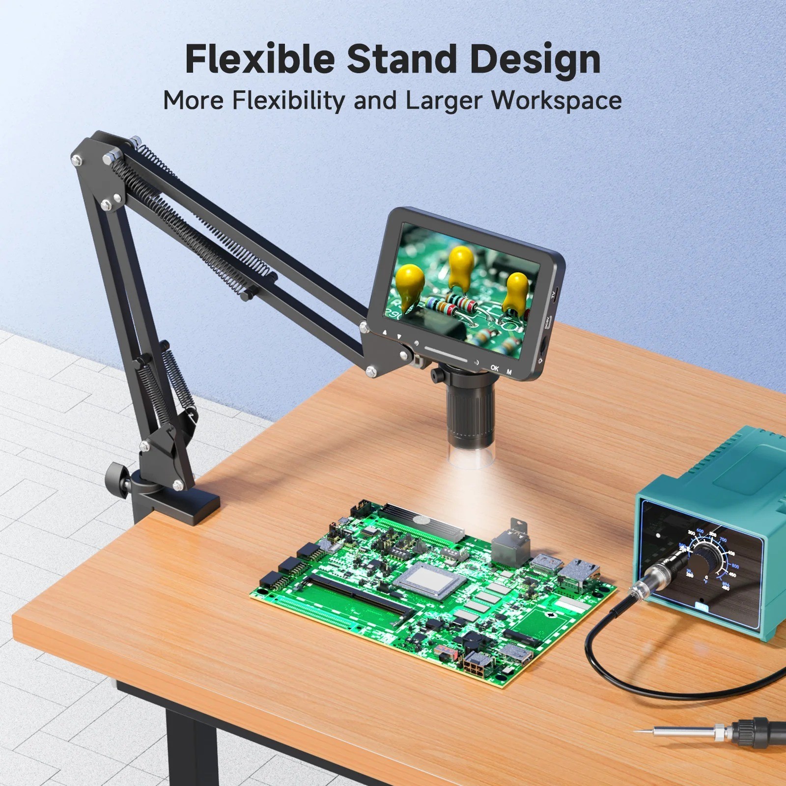 5" Digital LCD Microscope 1000X 1080P Soldering Scope for Electronics Repair PC