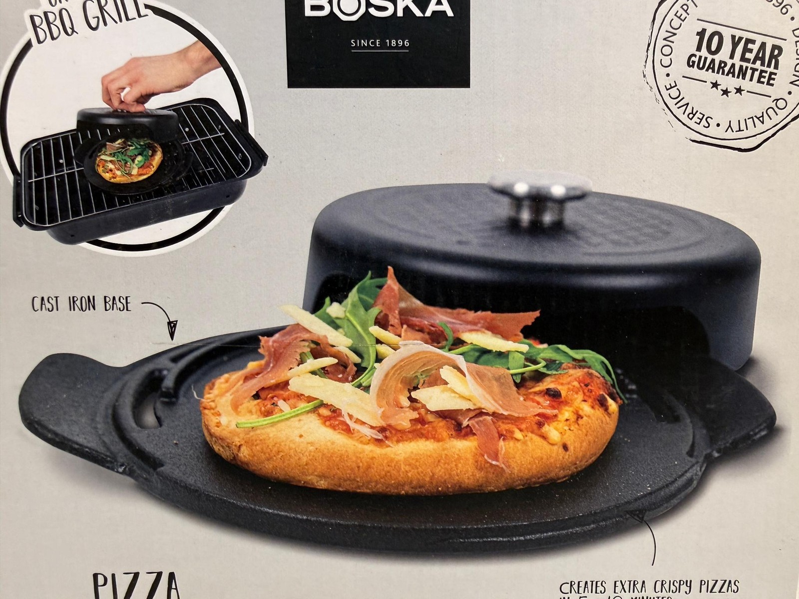 Boska Mini BBQ Pizza Baker - Brand New NIB Cast Iron 7" Personal Pizza Maker