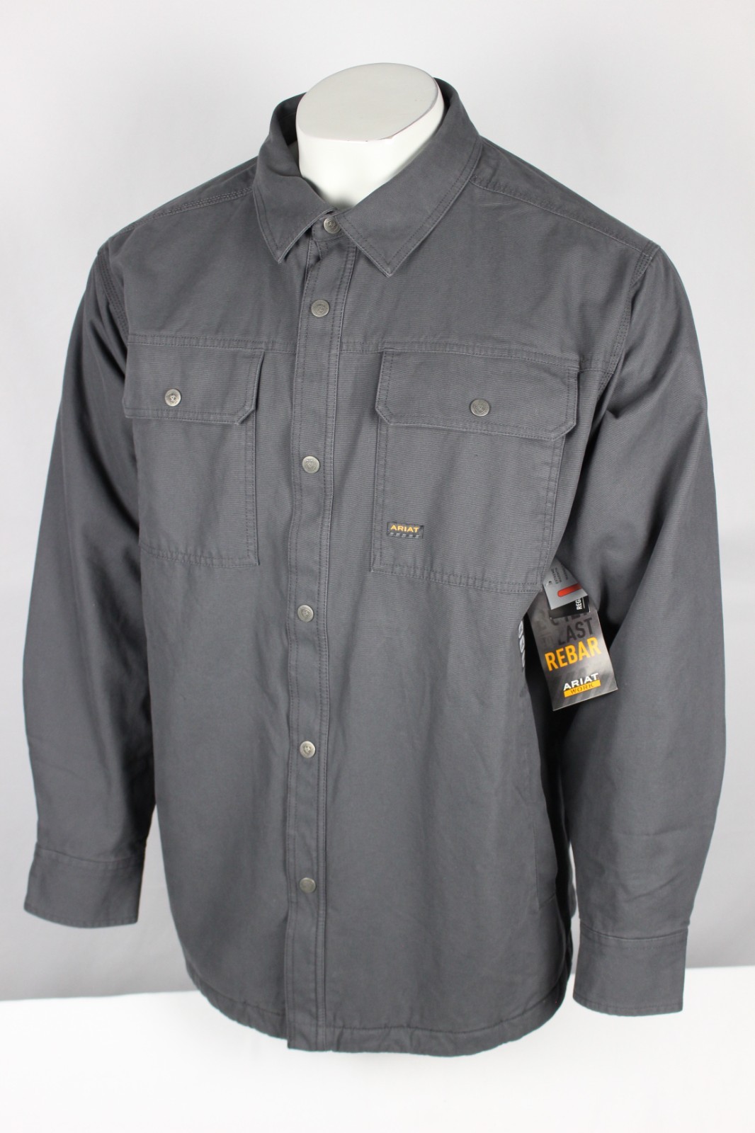Ariat Men's Rebar Canvas Shirt Work Jacket Snap Button Lined XL Gray 10062342