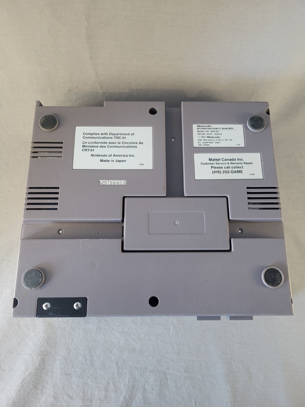 Nintendo NES Console - NES-001 - Cords & Controller - Tested - Pins Cleaned!