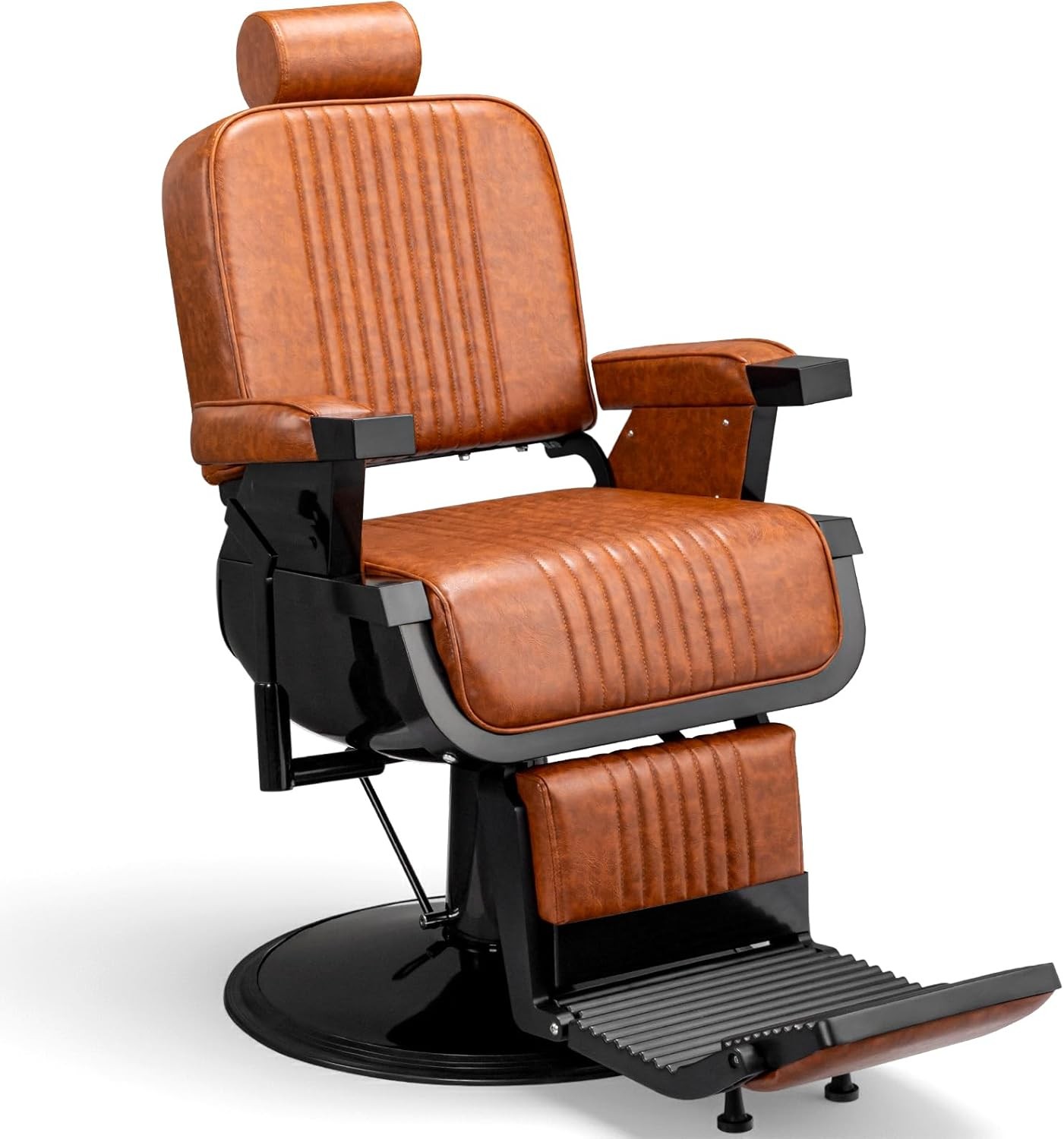 Vintage Barber Chair Hydraulic Reclining Salon Chair with 360° Swivel & Headrest