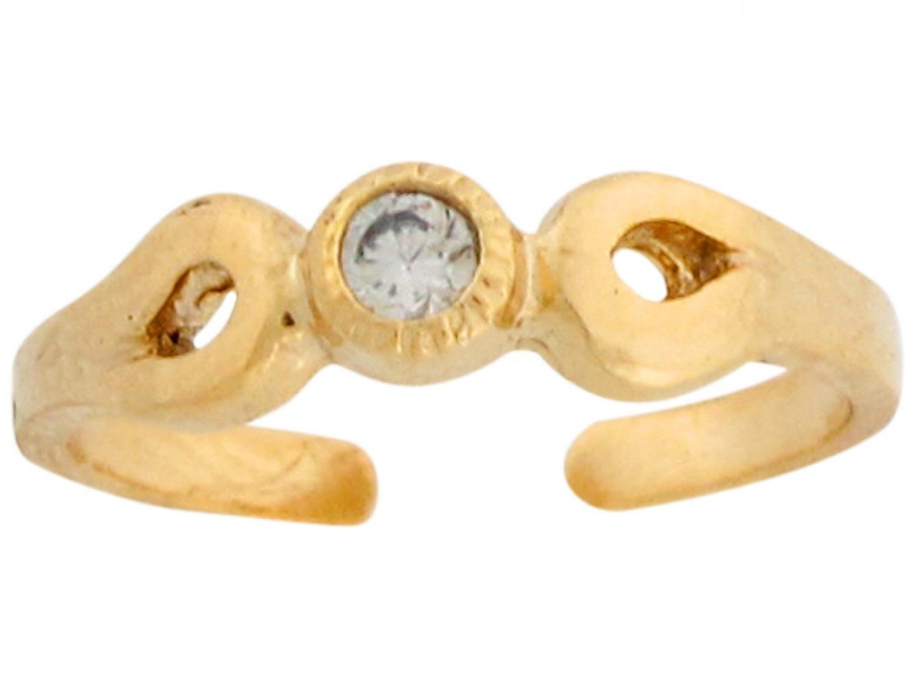 10k or 14k Yellow Real Gold White CZ Stylish Womens Toe Ring