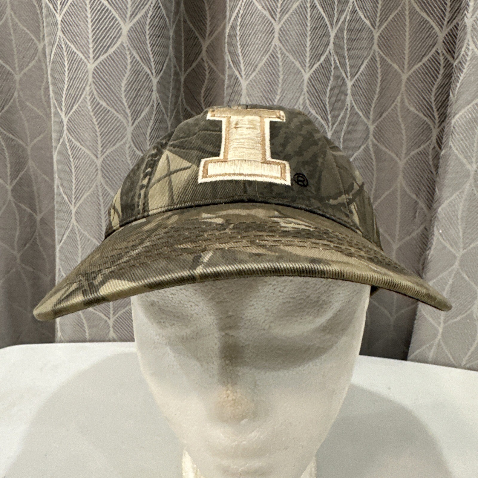 Illinois Capitol I Camouflage Tan Hat Cap. Hook Loop Well Worn
