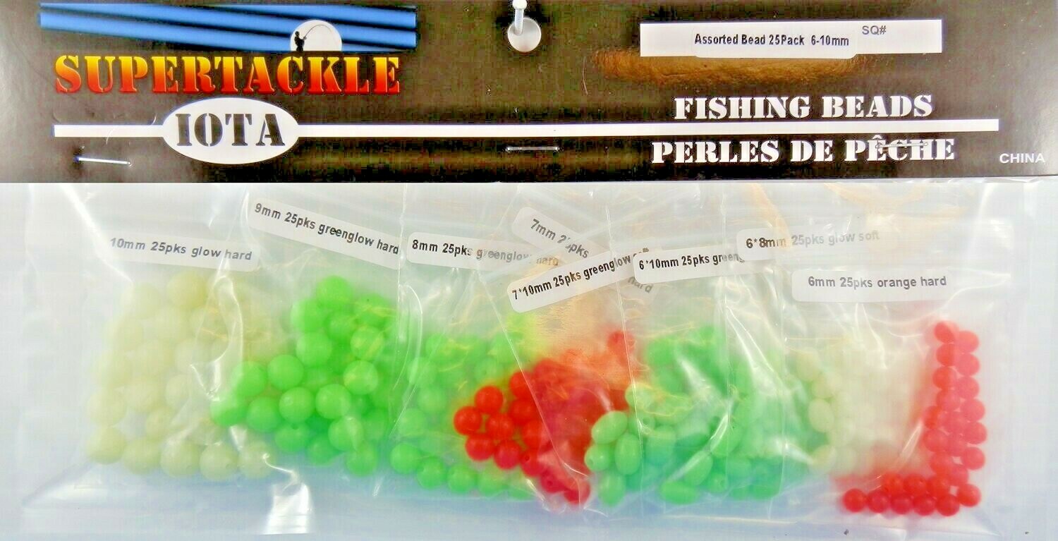 SUPERTACKLE 200 GLOW / UV  salmon fishing rigging beads 5mm -10 mm