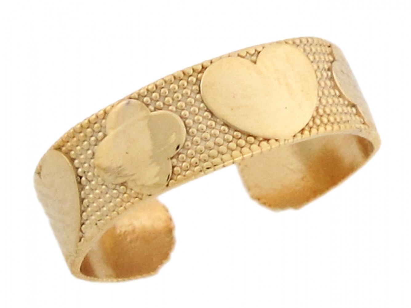 10k or 14k Yellow Real Gold Cross Heart Band Love & Faith Womens Toe Ring