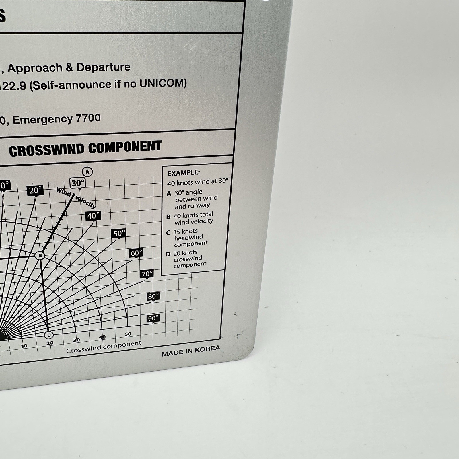 VFR Kneeboard ASA KB-1 For Pilots Time Conversion Crosswind Chart No Strap