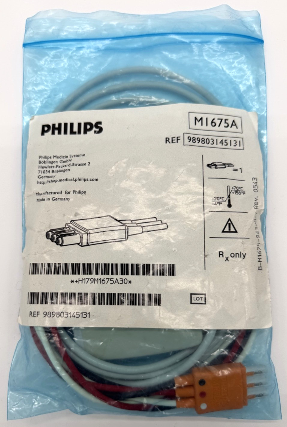 New Philips M1675A ECG EKG  Lead Set 3 Leads Grabber AAMI ICU OR OEM