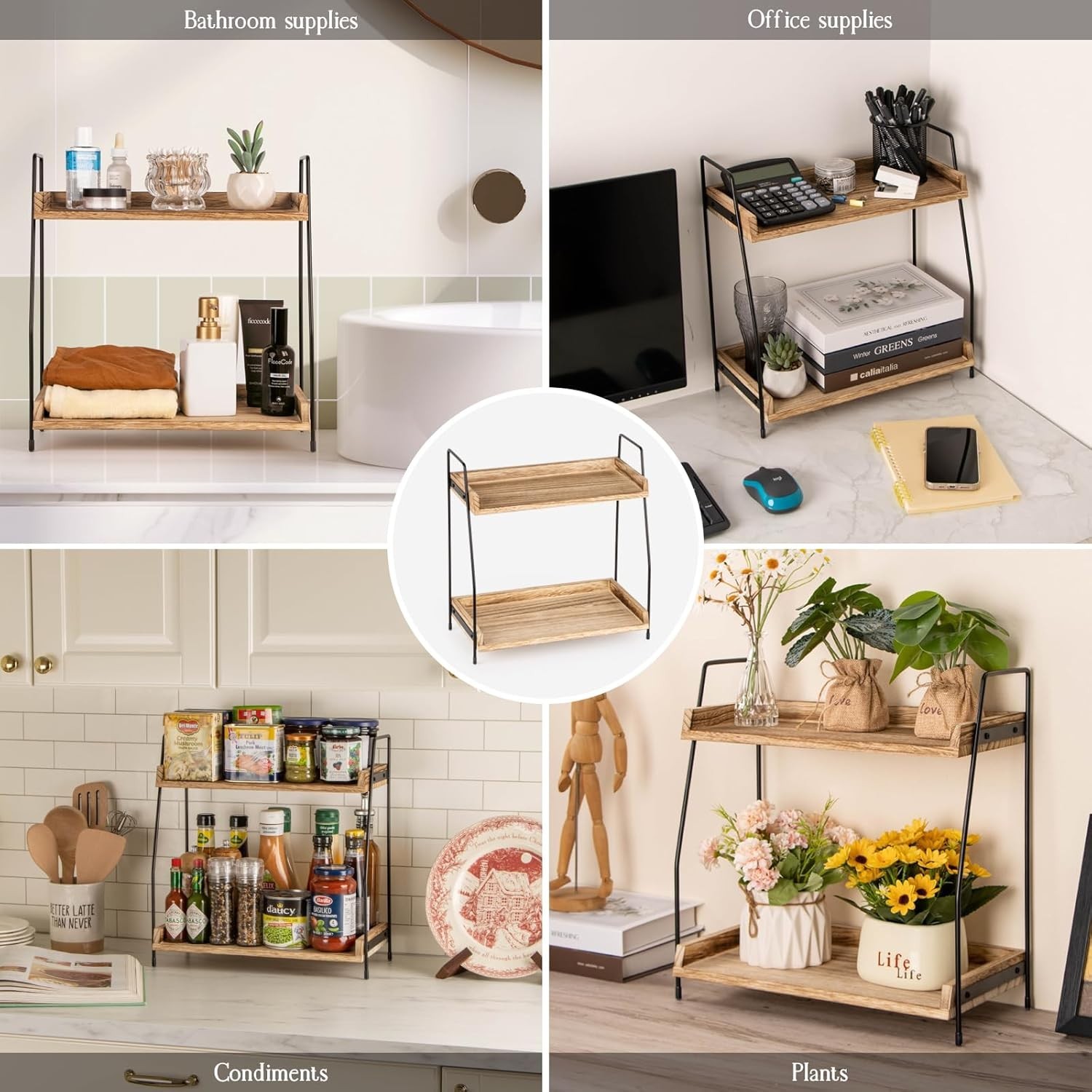 Versatile Coffee Station Organizer - 2-Tier Wooden Caddy for Kitchen Essentials