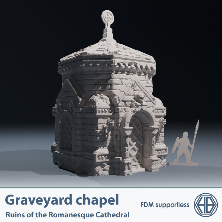 Romanesque Temple Graveyard Chapel | Wargame Terrain | 1 Piece | FDM printed