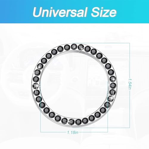Bling Car Engine Start Ring Decals, 2PCS Crystal Rhinestone Vehicle Push Black