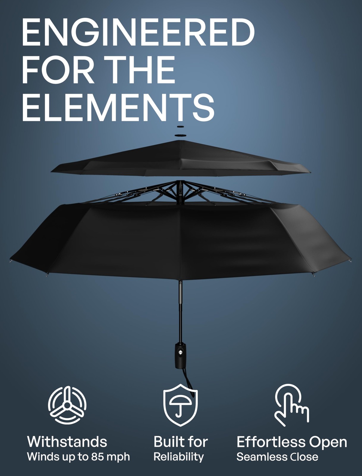Windproof Travel Umbrella Auto Open Compact Strong Folding Rain Sun