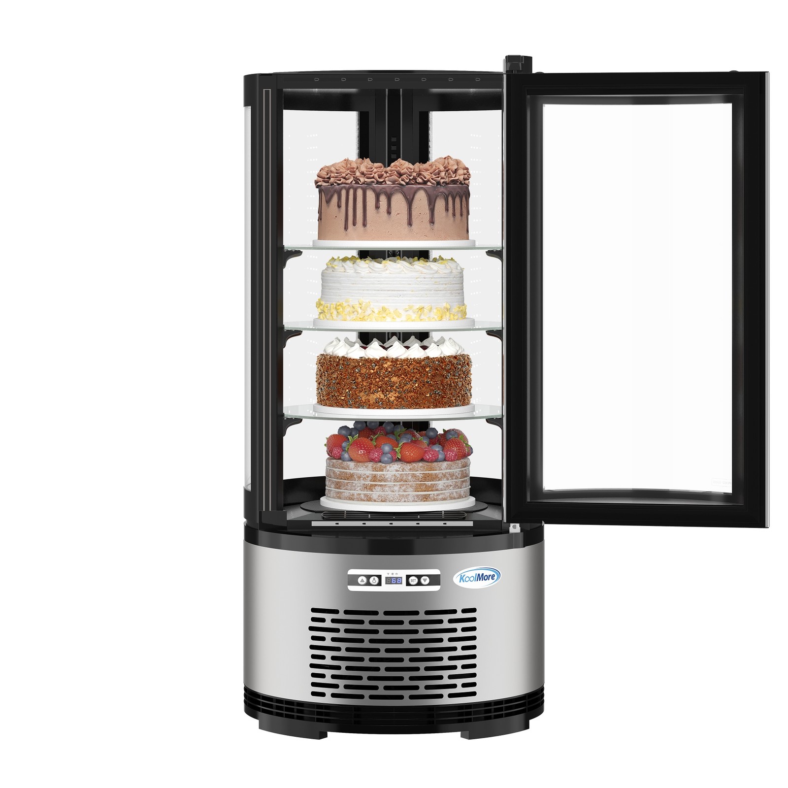 19" Circular Refrigerated Countertop Bakery Display Case in Silver