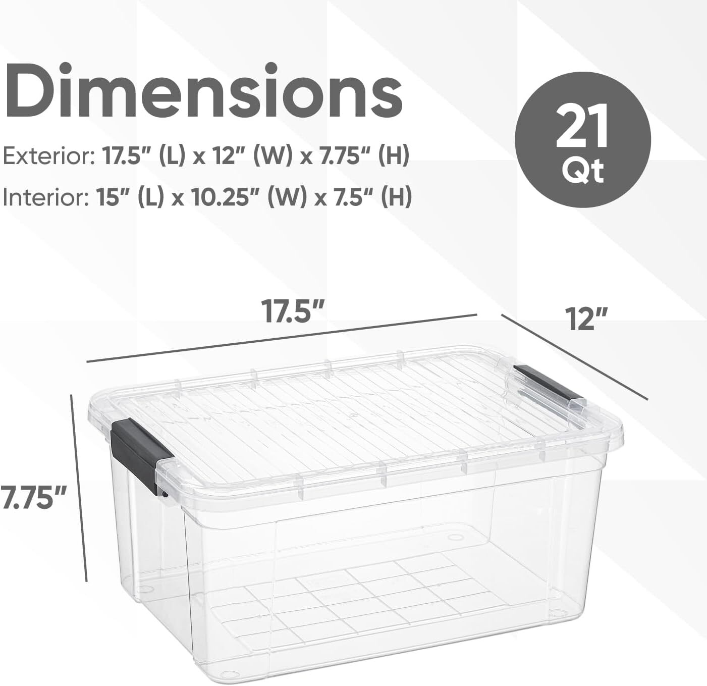 Superio Clear Storage Bins with Lids, 4 Pack- Plastic Storage Boxes - 21 Quart