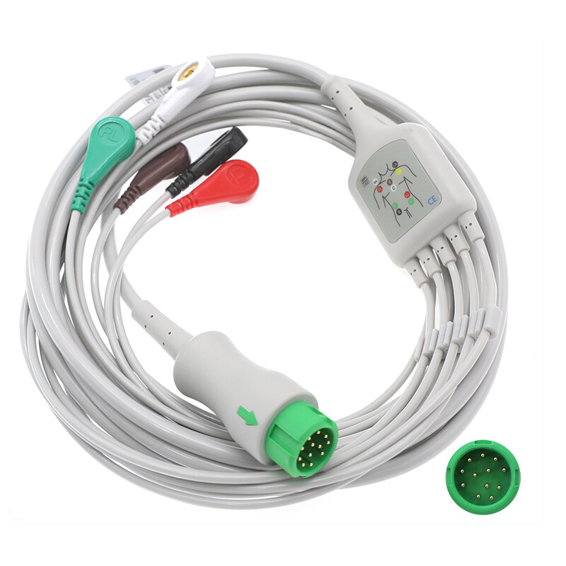 Compatible with Mindray 12pin ECG Monitor 5Leads Cable and Electrode Connector