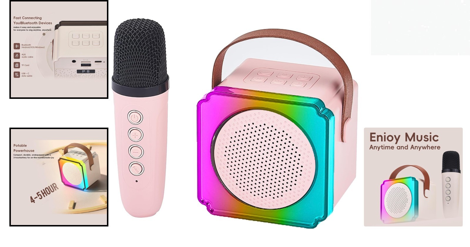 Lightweight Bluetooth Karaoke Machine with Fun Voice Effects - For All Ages