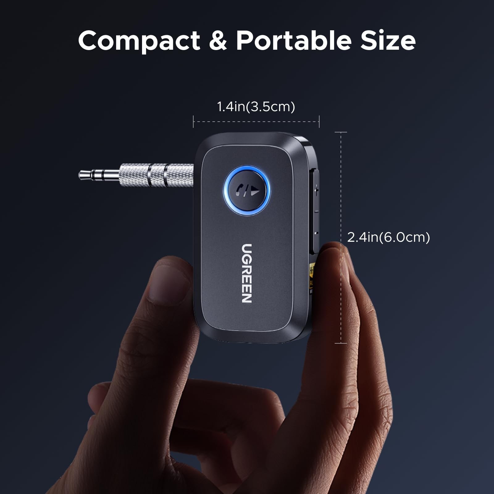 Bluetooth 6.0 Receiver for Car with LDAC, AI Noise Cancelling 3.5mm AUX B