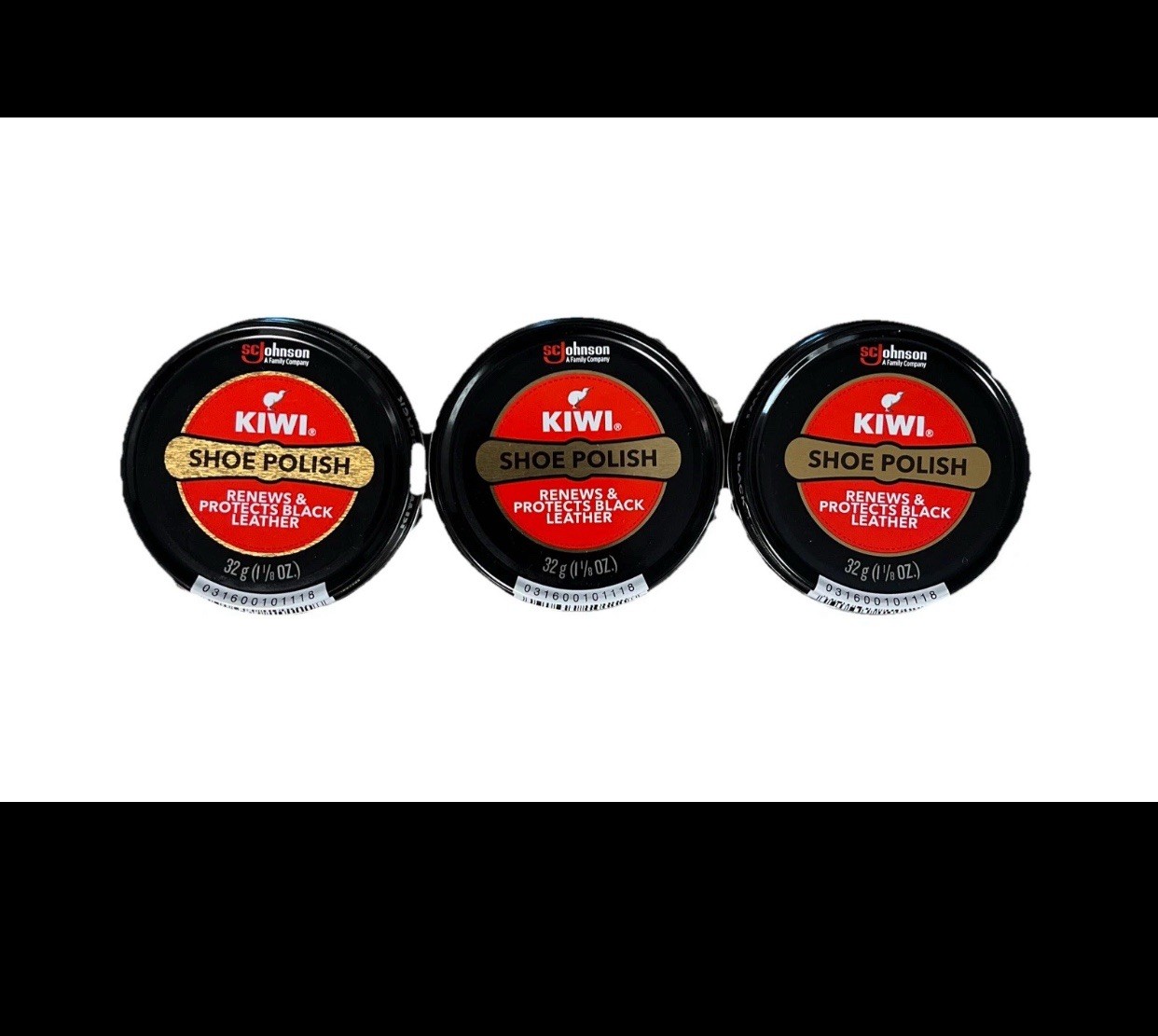 Lot of 3 KIWI Black Shoe Polish Paste 1.125 oz 32g Military Boot Polish