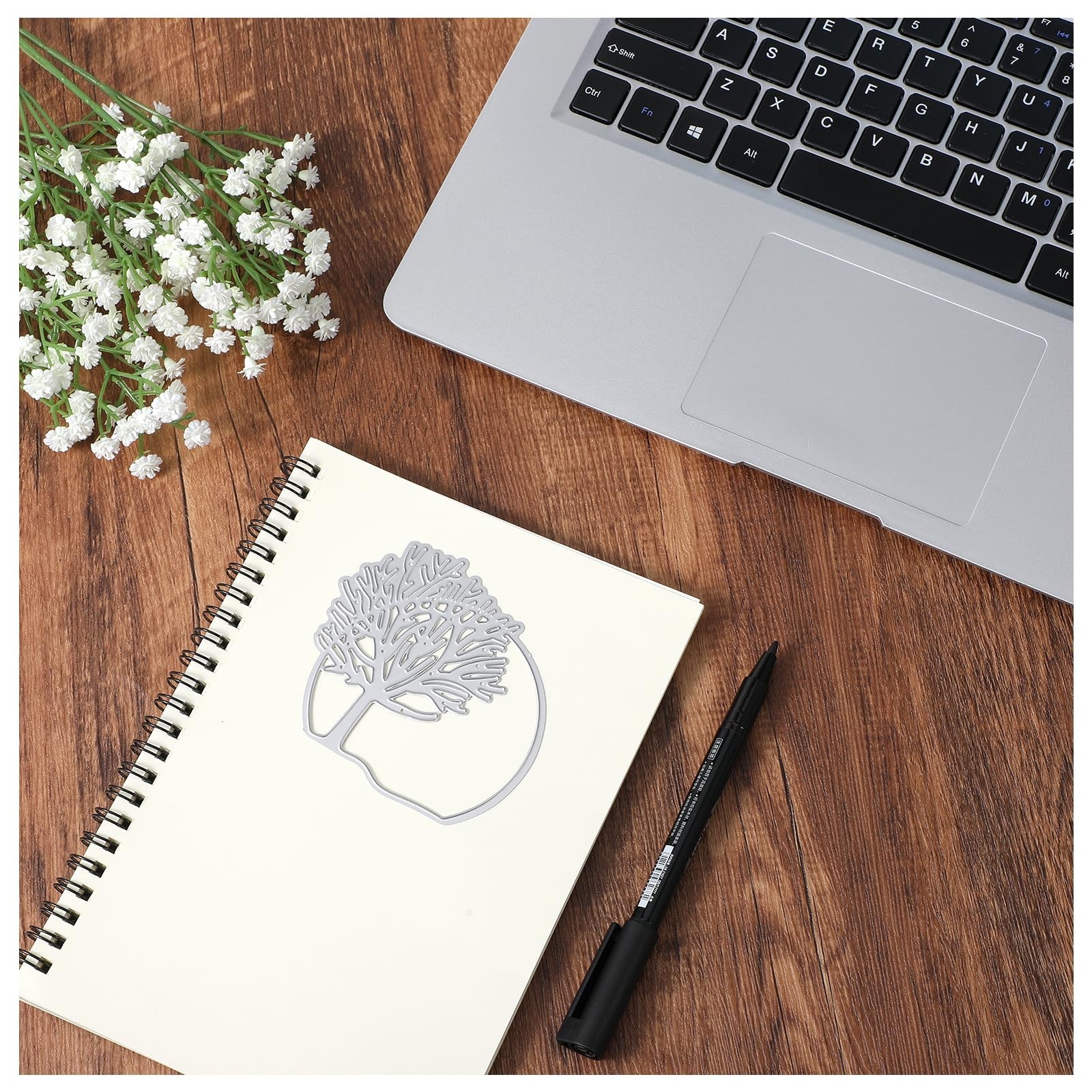 Ymapinc Silver Metal Tree Border Frame Dies for Card Making, Stencils Cutting...
