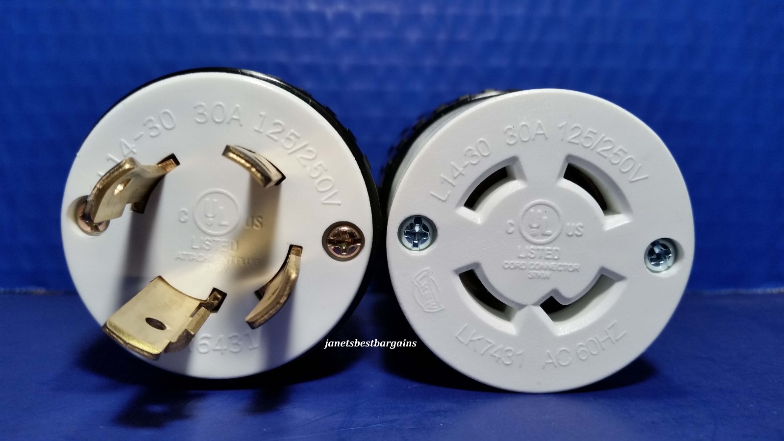 30 Amp 125/250 Volt Male Female Twist Lock Set 4 Prong Plug Nema L14-30P L14-30R