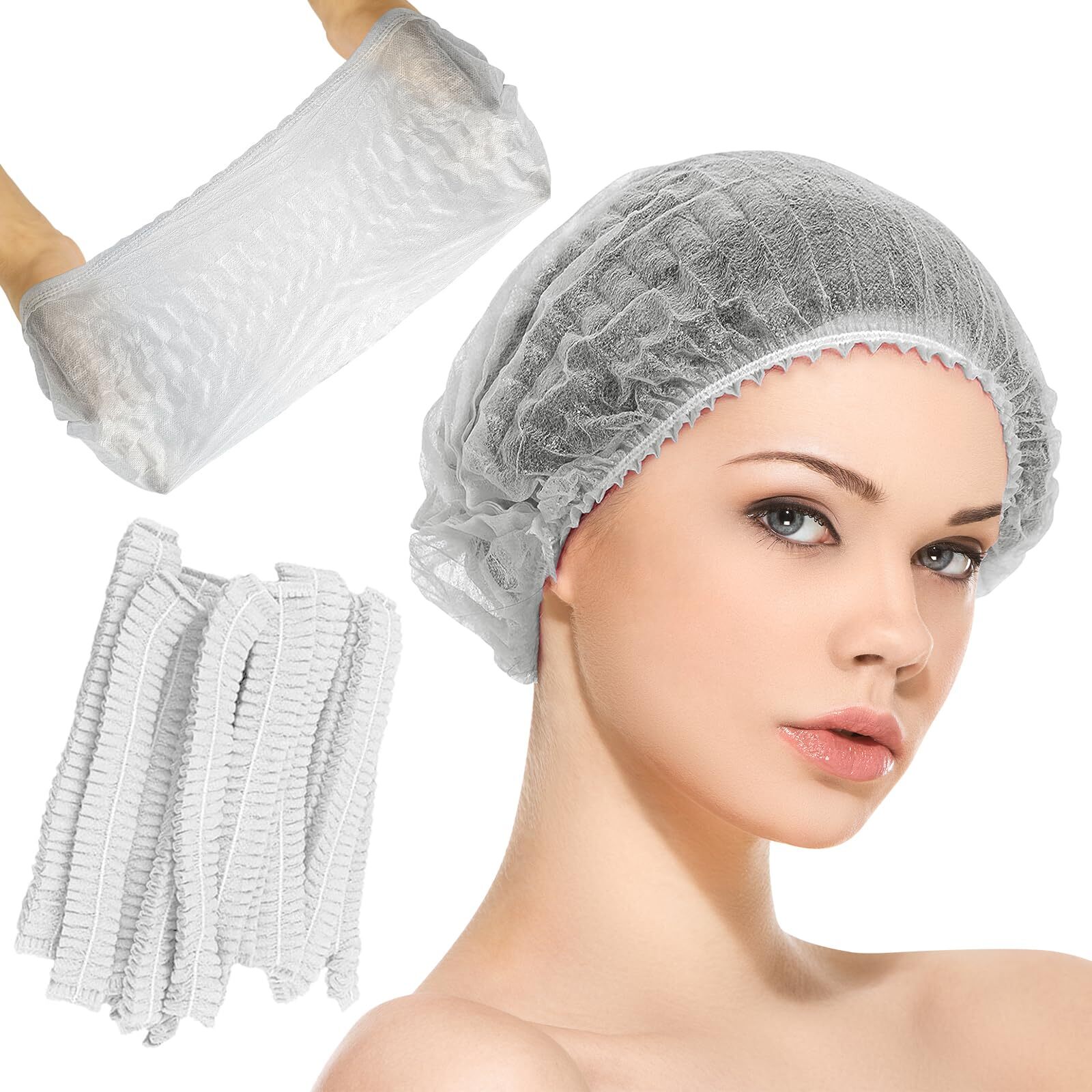 100x Casquillos Gorros Desechables Para Faciales El Cabello Tejido Transpirable