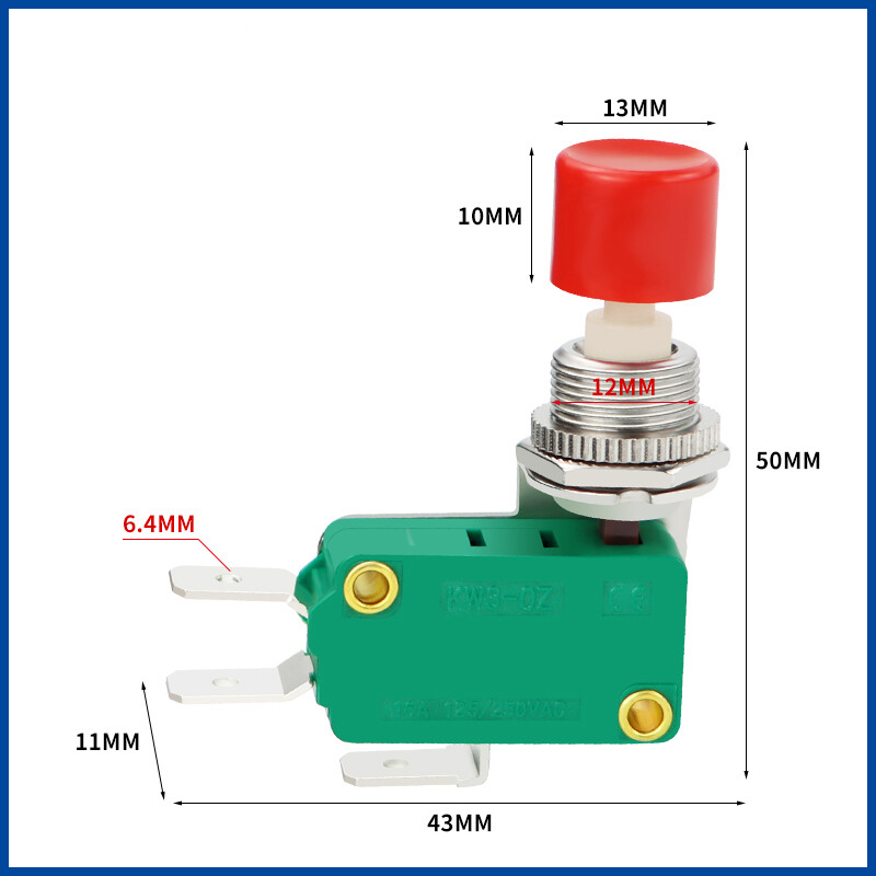 DS438-448 Microswitch Momentary Red / Green Push Button Self-Resetting 250V 16A