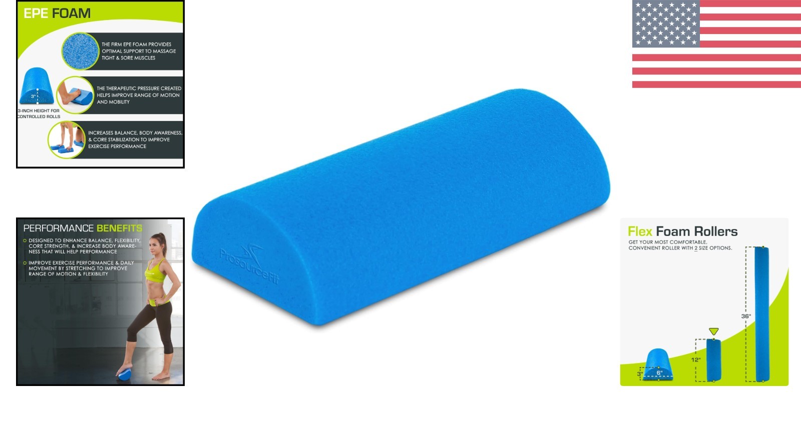 Lightweight Blue Foam Roller 12"x3" for Core Stability & Trigger Point Relief
