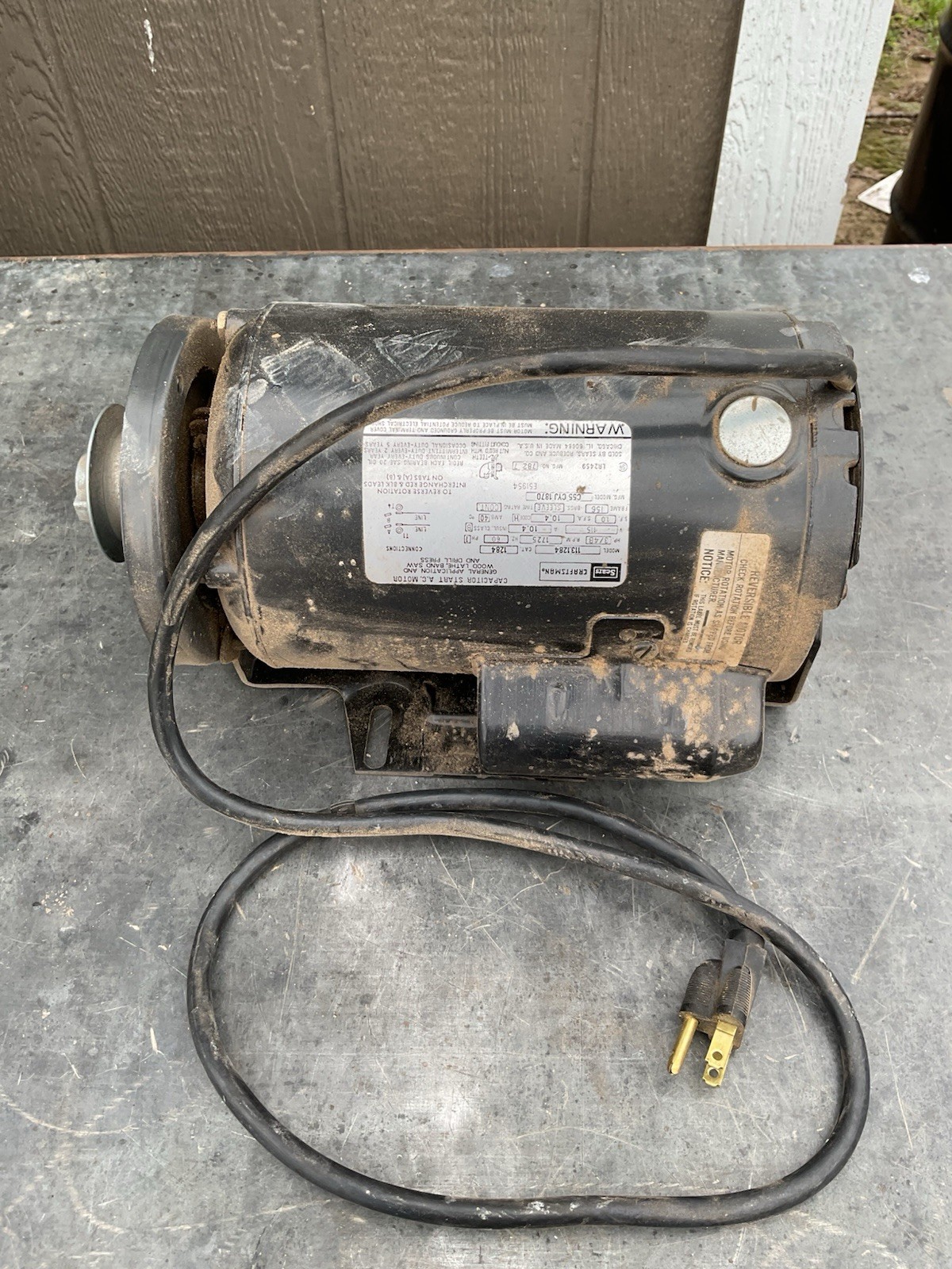 3/4 HP 1725 RPM Motor 113.1248 From Sears Craftsman 12" Band Saw Lathe Etc.