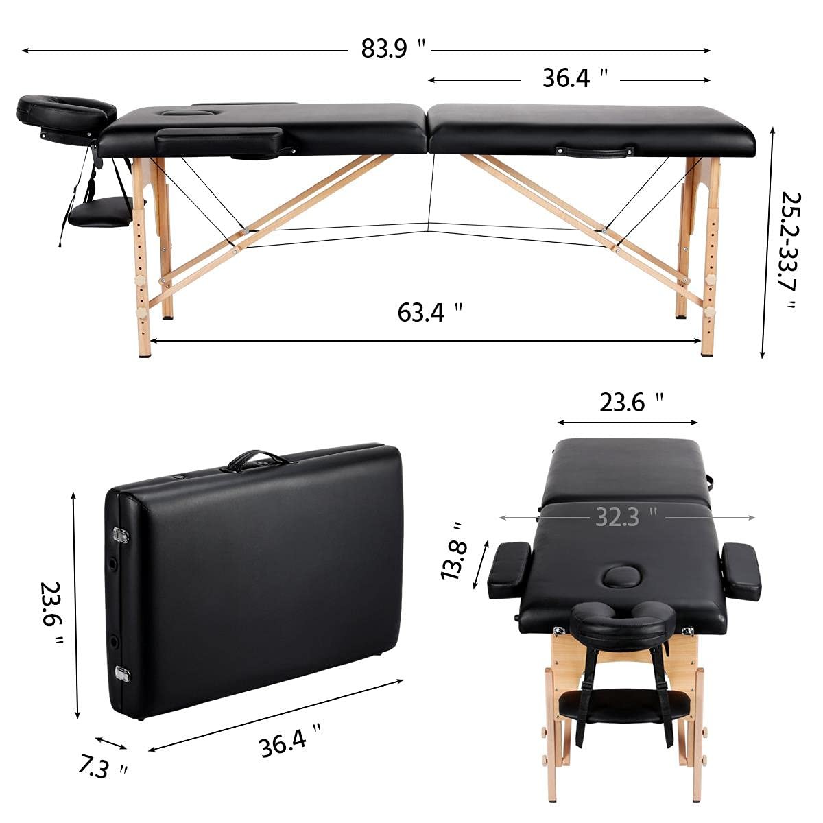 Portable Massage Table Massage Bed Spa Bed Therapy Table Collapsable Table