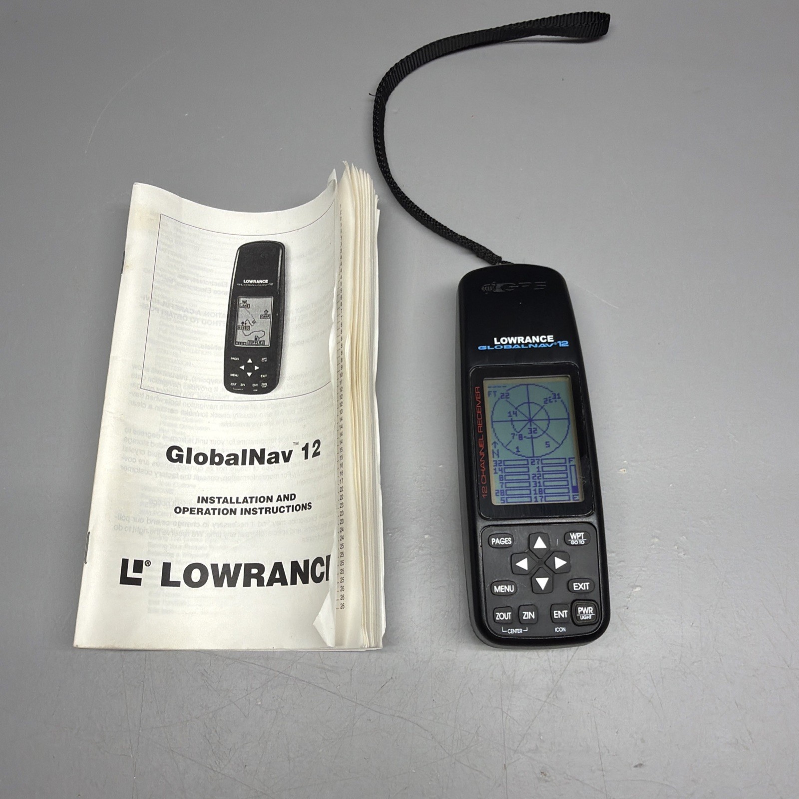 Lowrance GlobalNav 12 Channel Handheld GPS Receiver W/ Manual - Tested Working