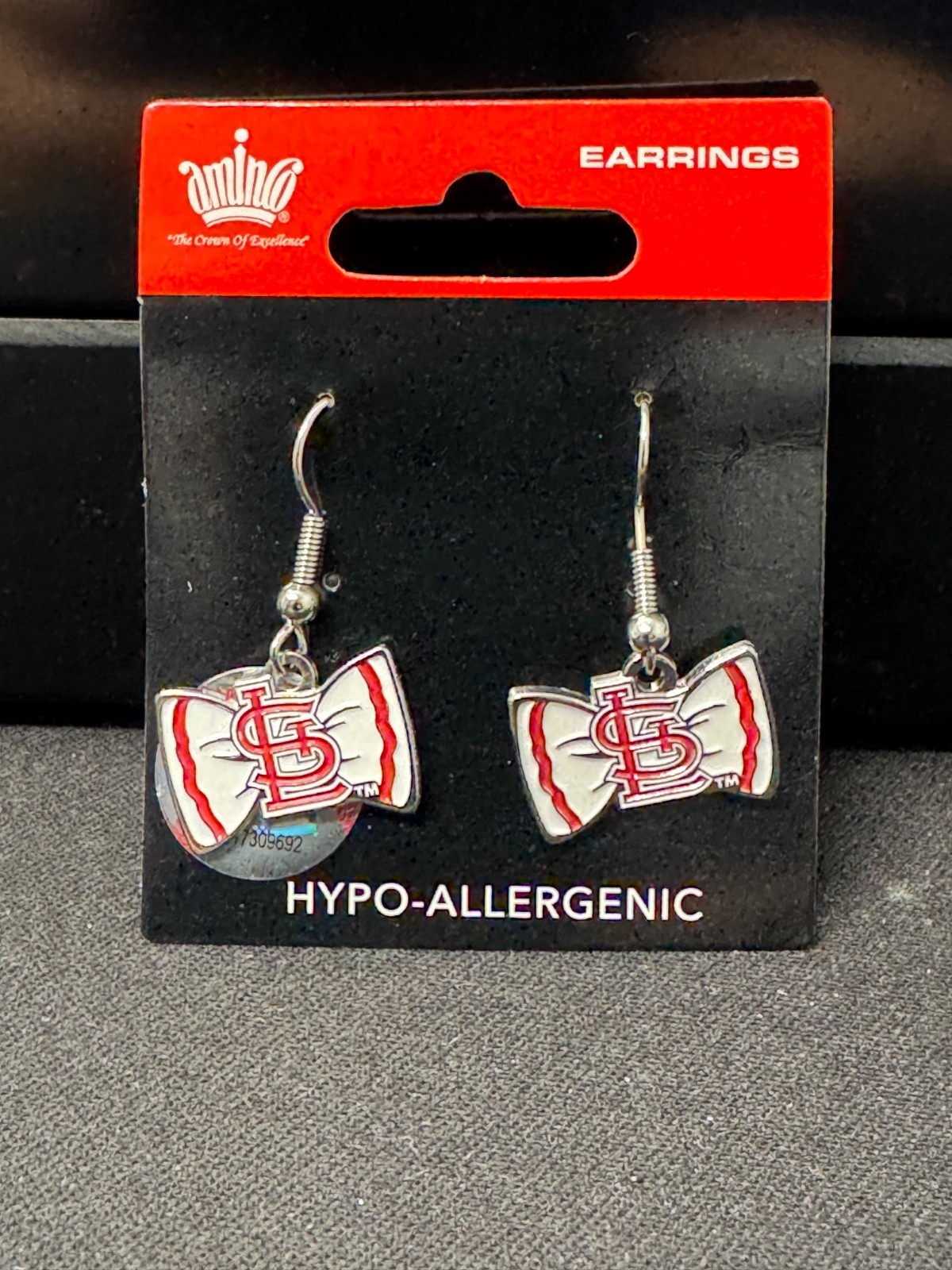 MLB St. Louis Cardinals Bow Tie Earrings Officially Licensed Hypoallergenic