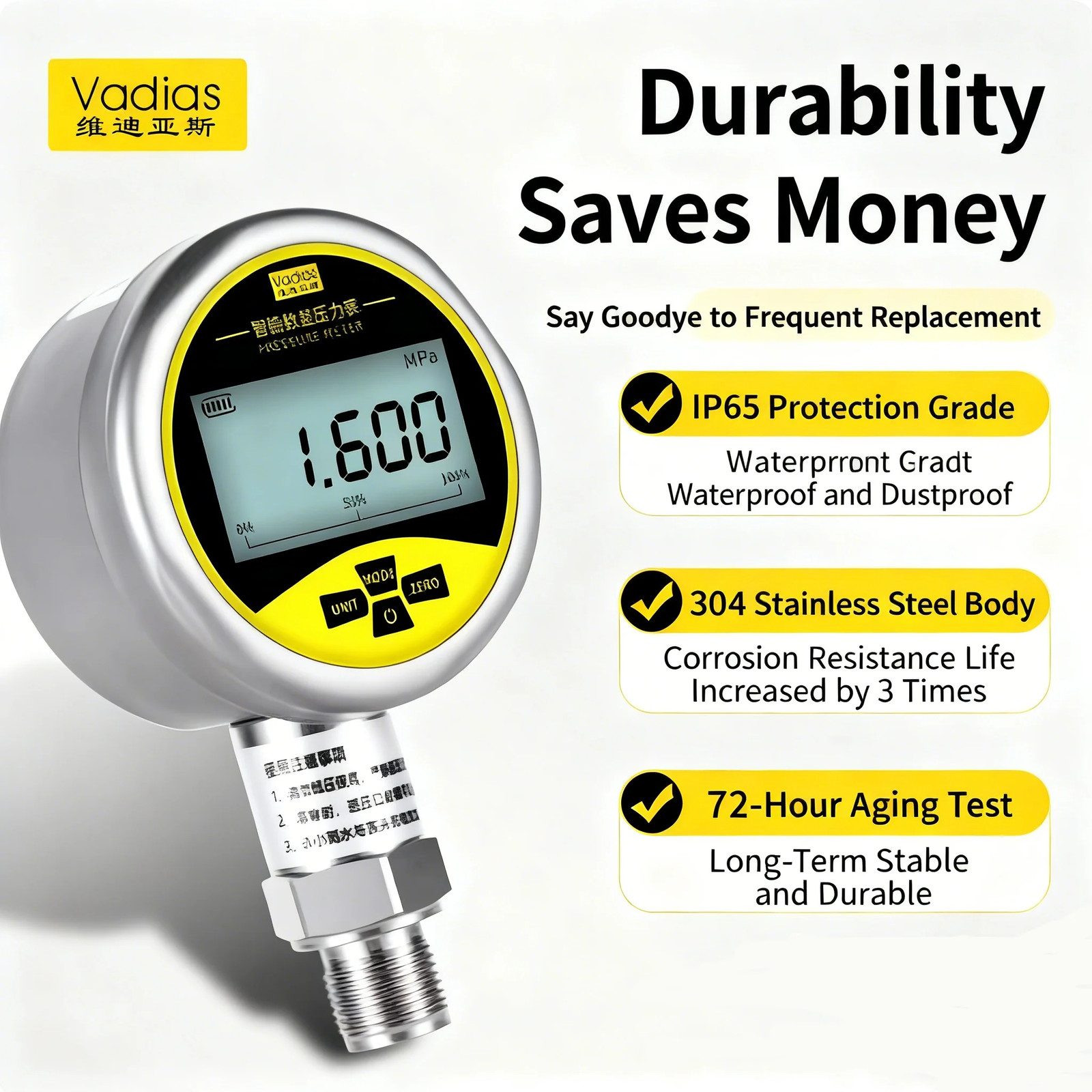 Digital Pressure Meter -0.1-0 -1bar Gauge -100kpa-0 -0.1-0.06Mpa -0.1-0.15Mpa